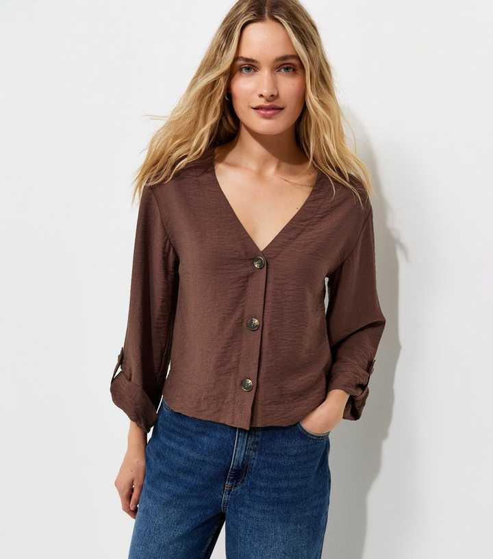 Dark Brown V-Neck Shirt