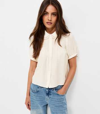 Cream Lace Trim Frill Shirt