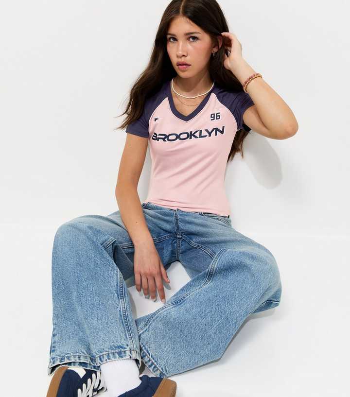 Girls Light Pink Brooklyn 96 Print T-Shirt