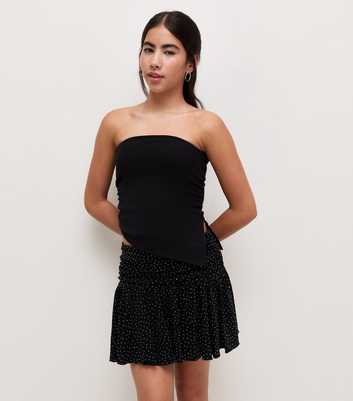 Girls Black Diamanté Embellished Ruched Mini Skort