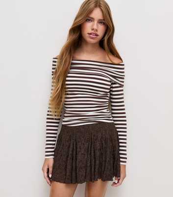 Girls Dark Brown Floral Lace Godet Skort