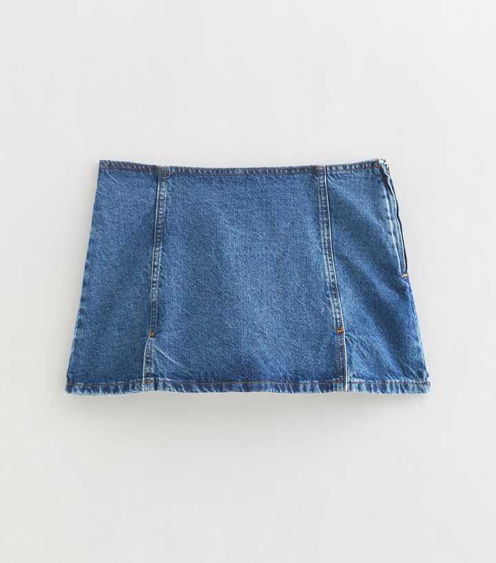 Girls Blue Cotton Denim Micro Skort