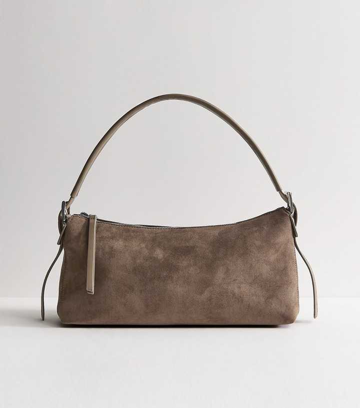 Mink Faux Suede Shoulder Bag