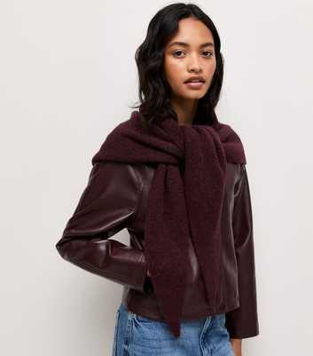 Dark Burgundy Knitted Triangle Shawl Scarf