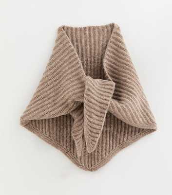 Mink Ribbed Knit Triangle Shawl Scarf