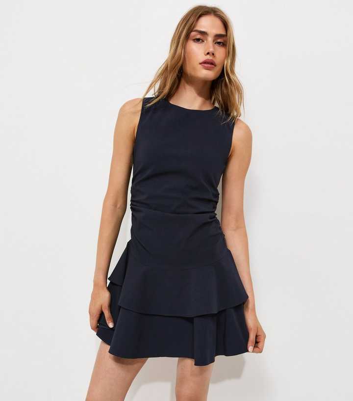 Navy Sleeveless Ruch Mini