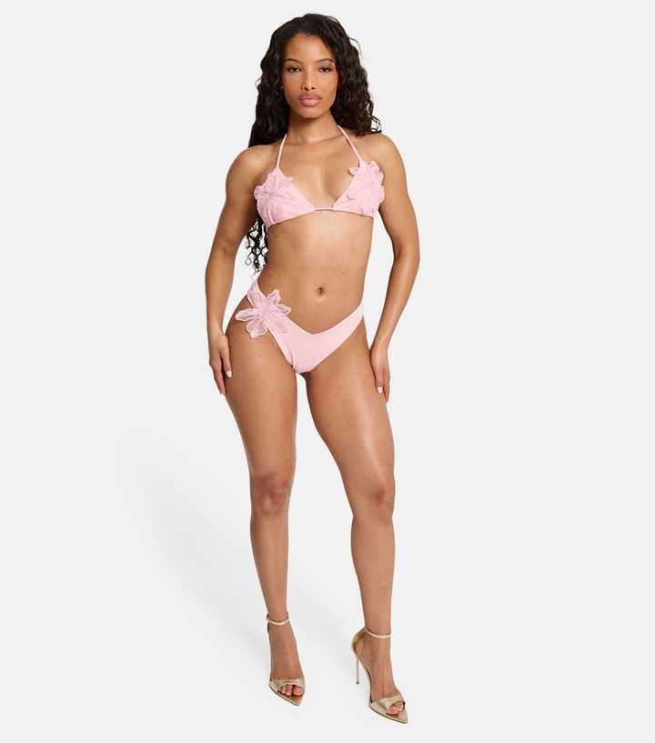 Public Desire Light Pink Flower Appliqué Bikini Bottoms