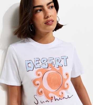 White Cotton Sun Graphic Relaxed T-Shirt