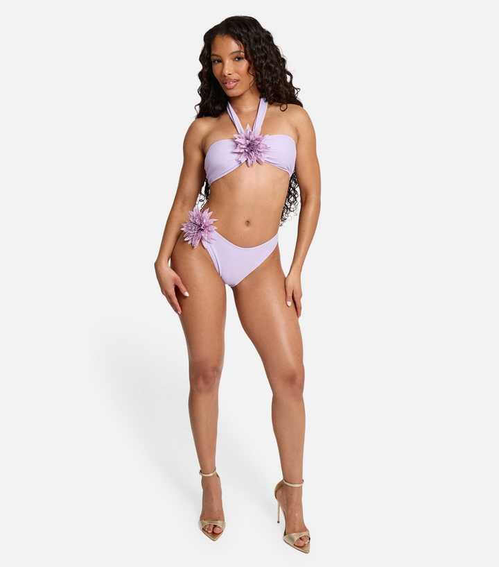 Public Desire Light Purple Flower Detail Bikini Bottoms