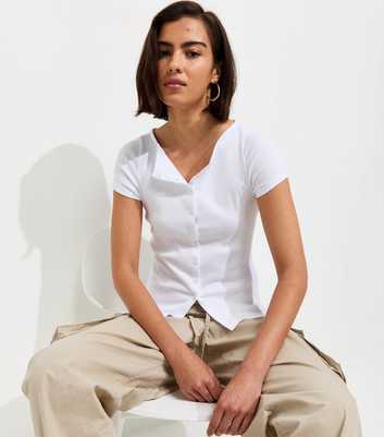 White Cotton Rich Button Through Baby Tee T-Shirt