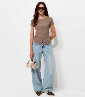 Brown Cotton Rich Button Through Baby Tee T-Shirt