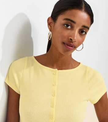 Light Yellow Cotton Rich Button Through Baby Tee T-Shirt