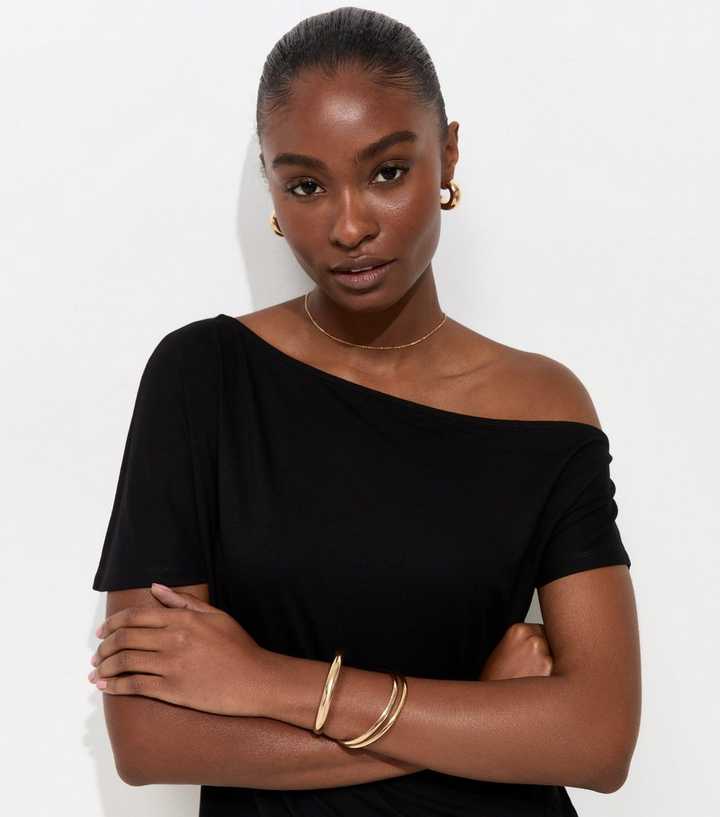 Black Off The Shoulder T-Shirt
