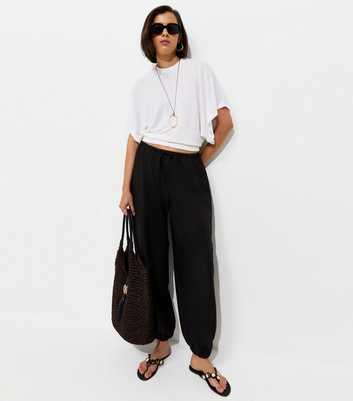 Black Drawstring Cuffed Trousers