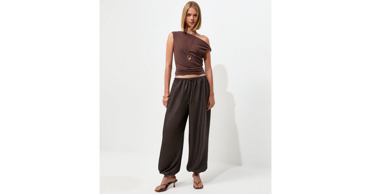 Brown Drawstring Cuffed Trousers