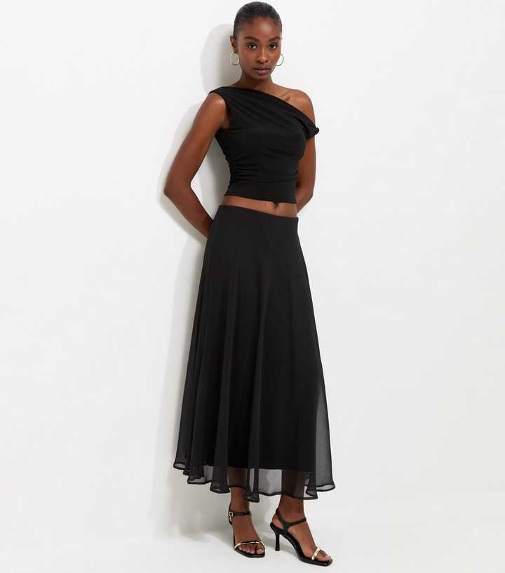 Black Chiffon Circle Skirt