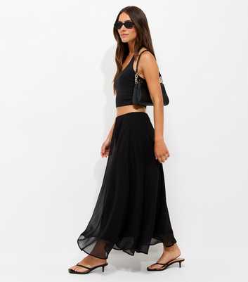 Petite Black Chiffon Circle Skirt
