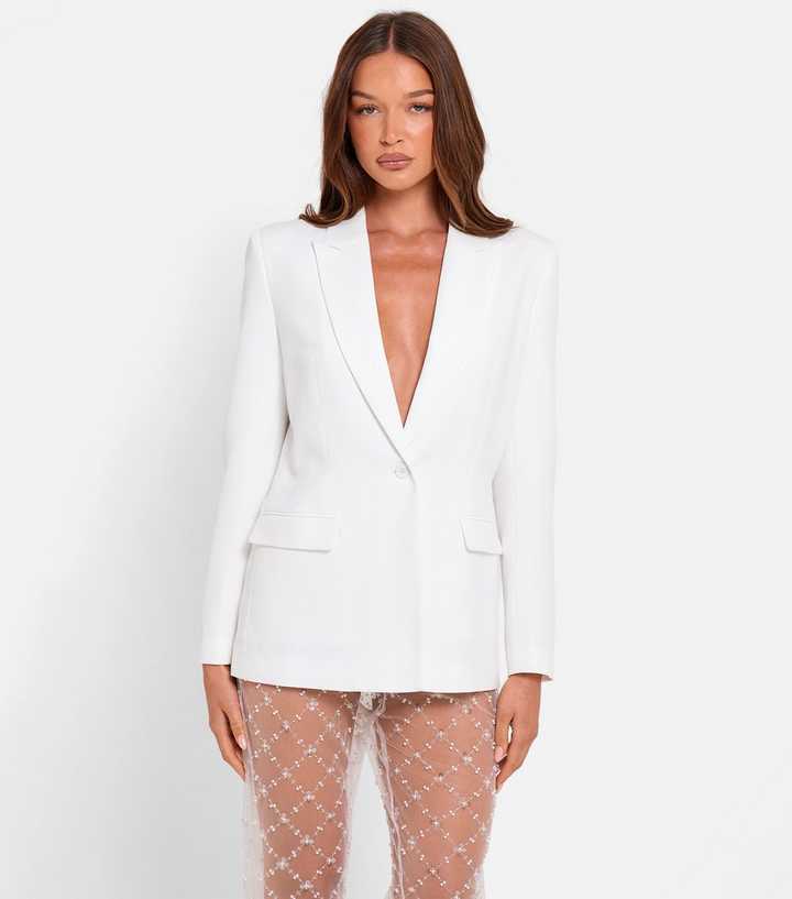 Public Desire White Boyfriend Blazer