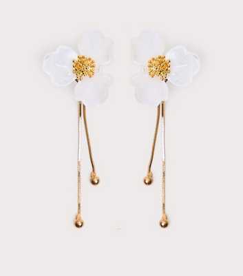 Public Desire Cream Flower Drop Earrings