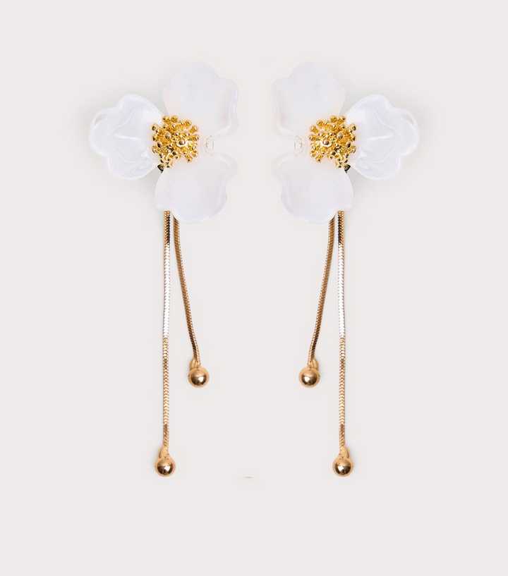 Public Desire Cream Flower Drop Earrings