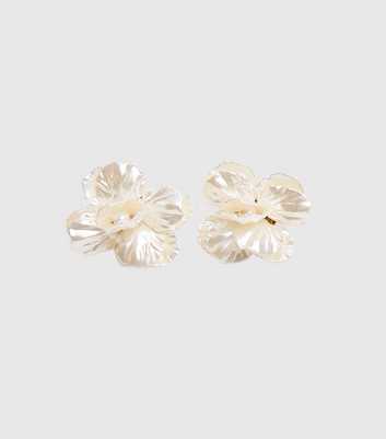 Public Desire Cream Faux Pearl Flower Stud Earrings