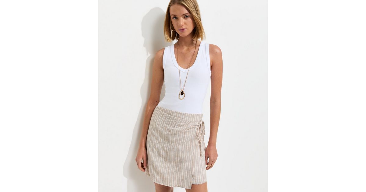 Stripe Wrap Mini Skort