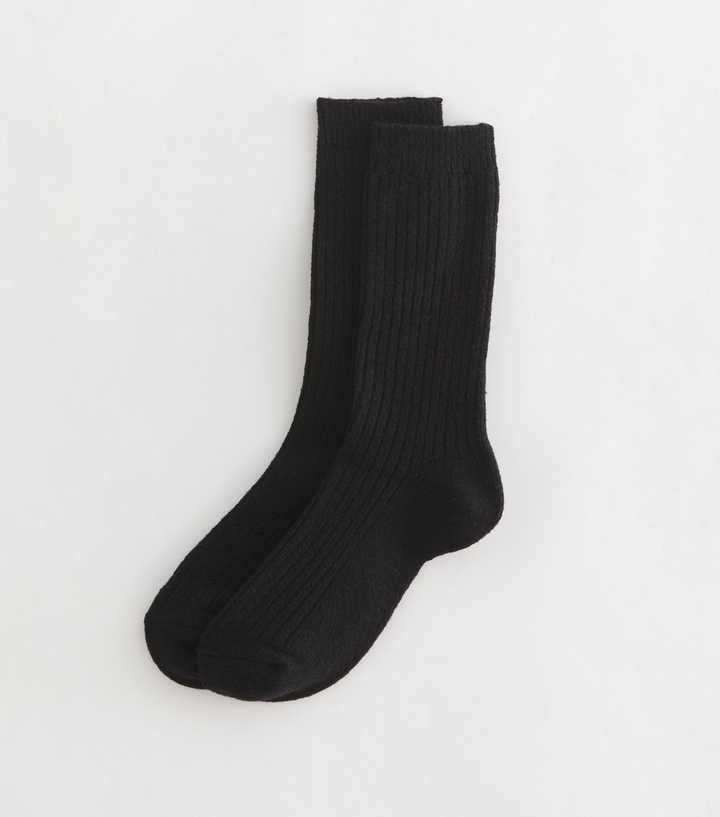 Black Ribbed Lounge Socks
