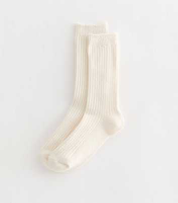 Cream Ribbed Lounge Socks