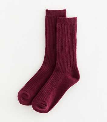 Dark Burgundy Ribbed Lounge Socks