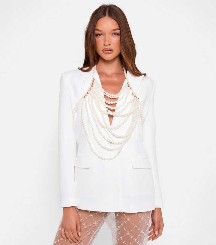 Public Desire Off White Faux Pearl Necklace and Body Chain