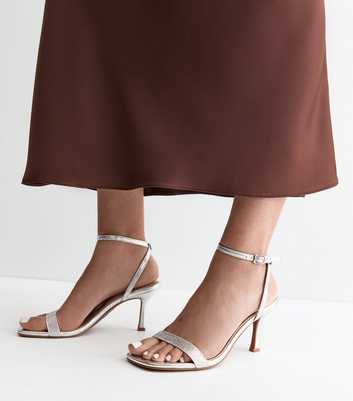 Silver Faux Leather Embellished Front Strap Sandals