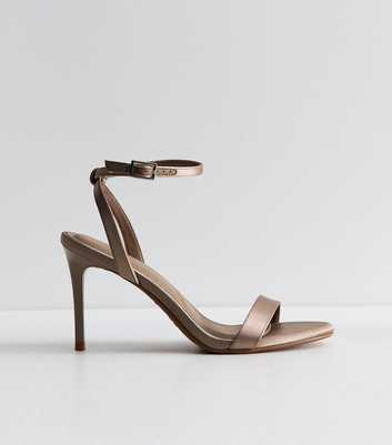 Light Brown Satin Strappy Stiletto Sandals