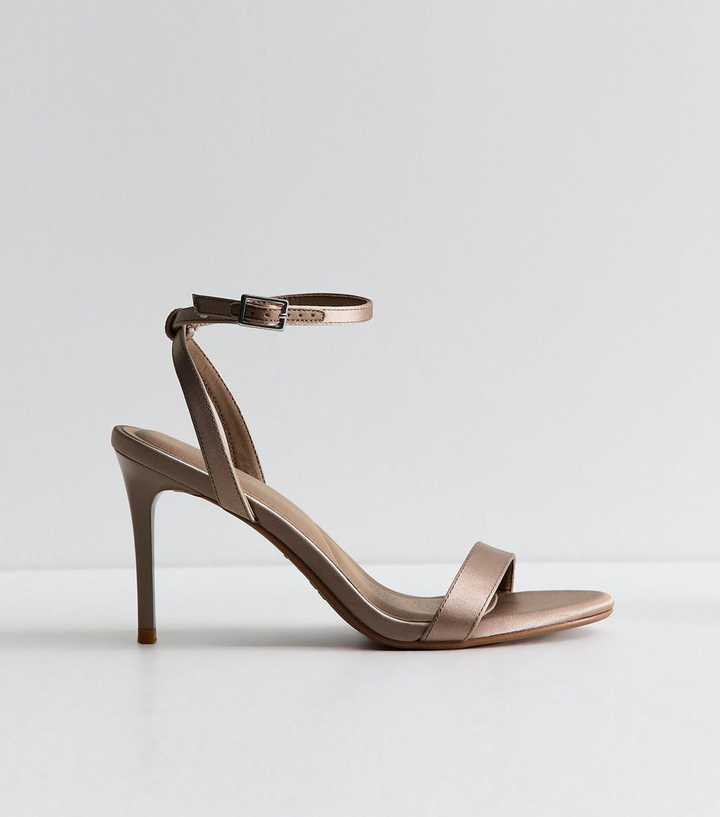 Light Brown Satin Strappy Stiletto Sandals