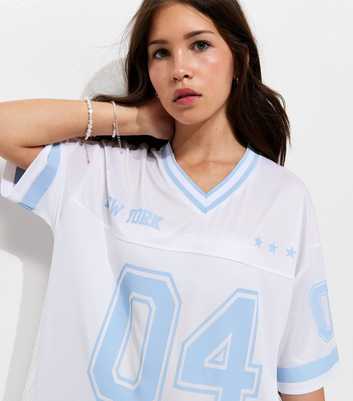 Girls White 04 New York Print Football Top