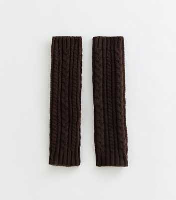 Dark Brown Cable Knit Leg Warmers