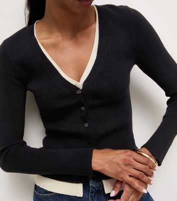 Black Lightweight Layered Look Cardigan