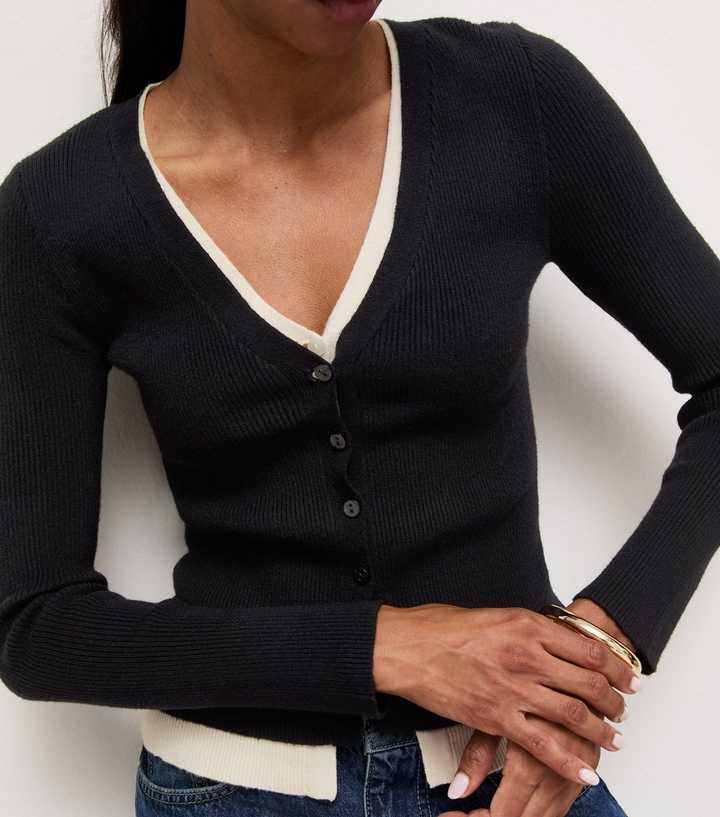 Black Lightweight Layered Look Cardigan