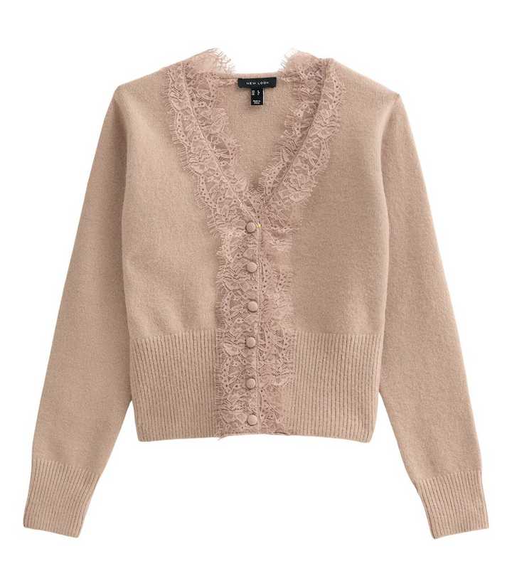 Light Mink Lace Placket Cardigan