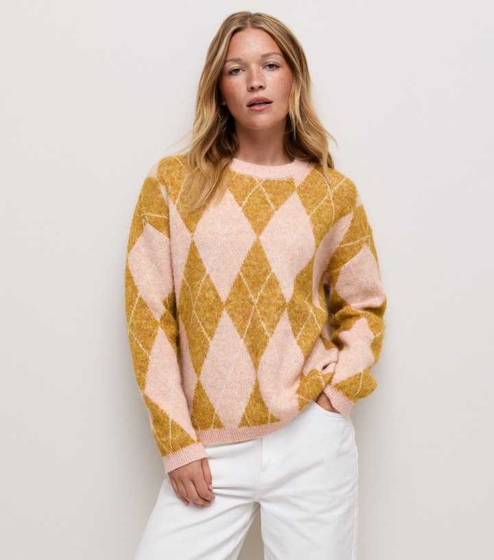 Pink Argyle Knit Jumper