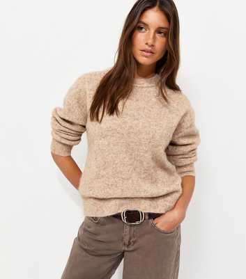 Light Mink Crew Neck Knitted Jumper