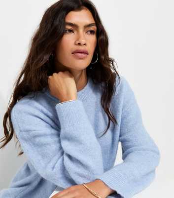 Light Blue Crew Neck Knitted Jumper
