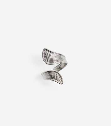 Public Desire Silver Tone Abstract Open Front Ring