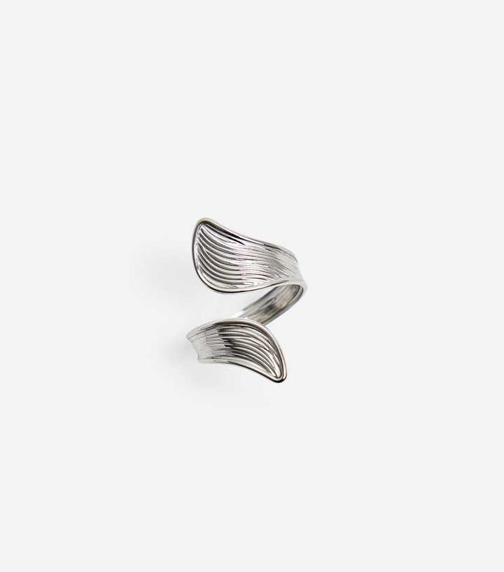 Public Desire Silver Tone Abstract Open Front Ring