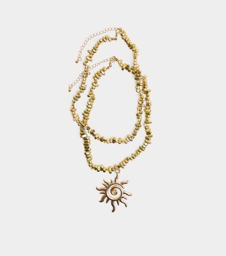 Public Desire Gold Tone 2 Layer Sunshine Pendant Necklace