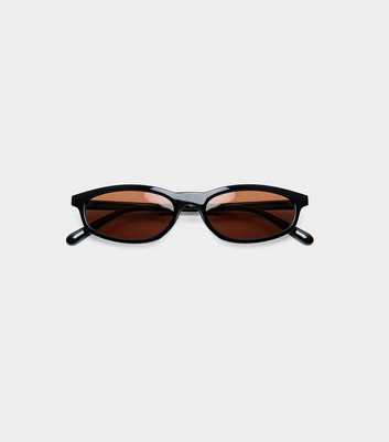 Public Desire Dark Brown Slim Oval Sunglasses