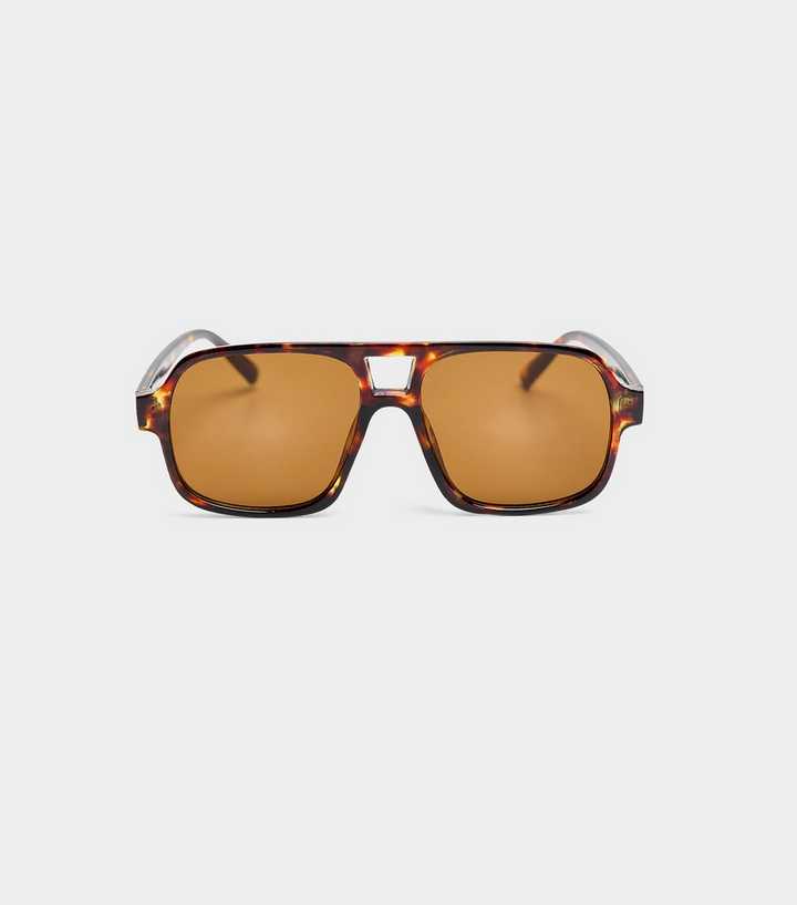 Public Desire Brown Oversized Square Aviator Sunglasses