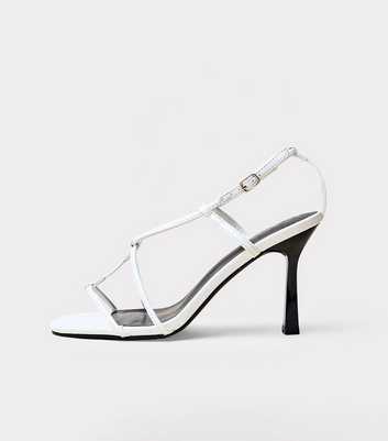Public Desire White Marie Faux Leather Strappy Midi Heeled Sandals