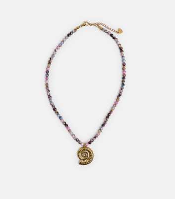 Public Desire Gold Tone Beaded Shell Pendant Necklace