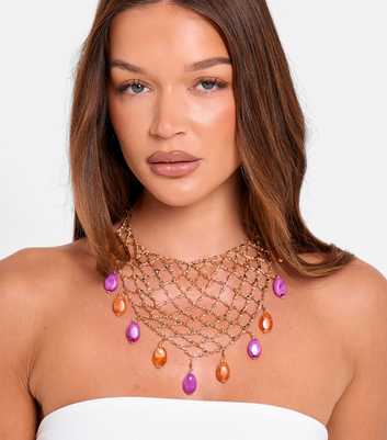 Public Desire Gold Tone Beaded Chainmail Necklace