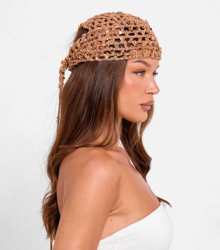 Public Desire Gold Sequin Crochet Bandana